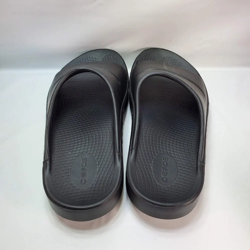 OOFOS Ooahh Black Comfort Slide Sandals Sport Recovery Men Sz 8 Women 10 Slip On